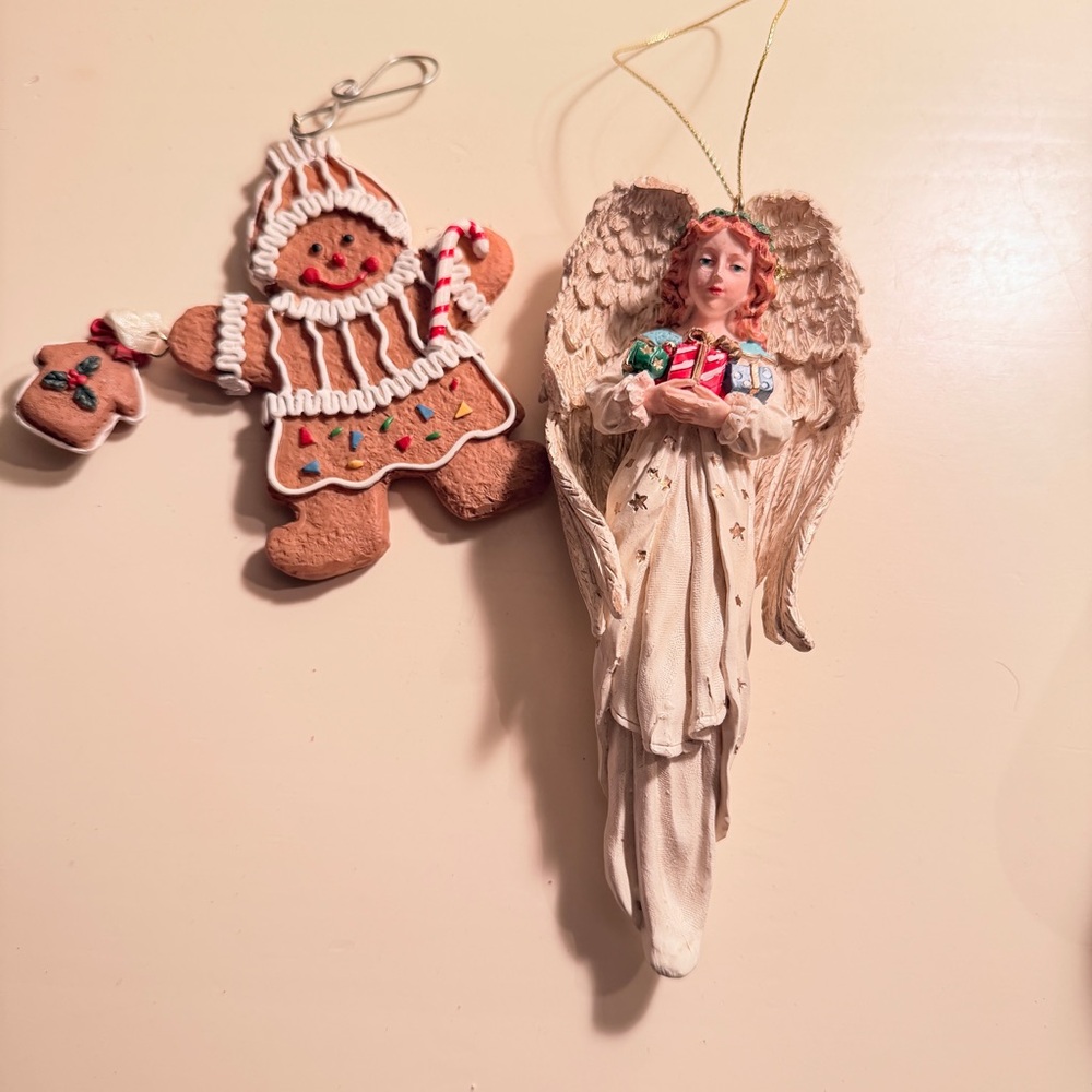 Gingerbread Girl and Angel ornaments